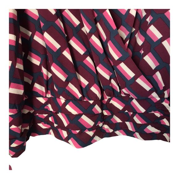 Lane Bryant Top Size 24 Multicolor Geometric Print Long Sleeve Cropped Wrap - Picture 4 of 14